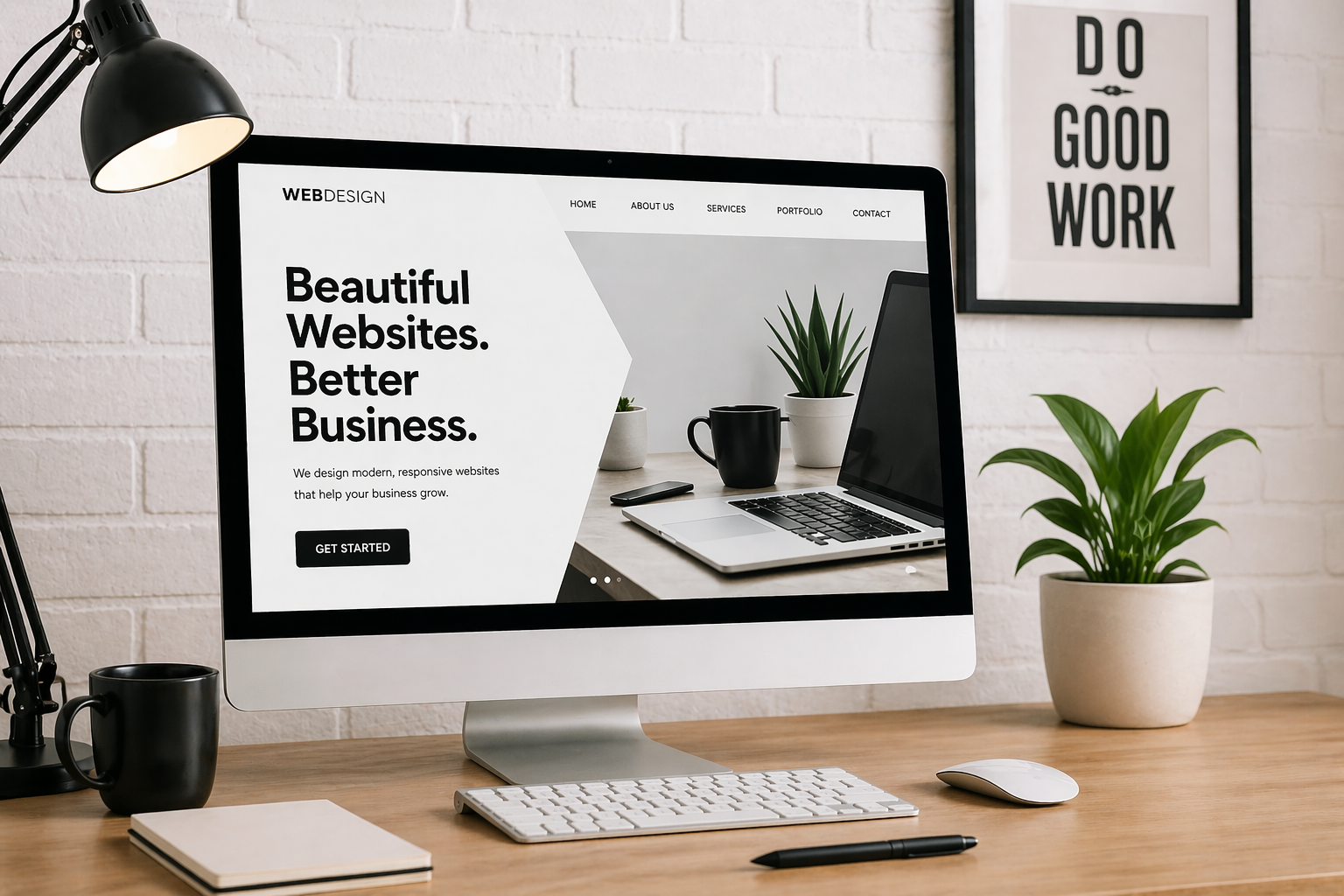 Small business website design workspace setup for professional web development
